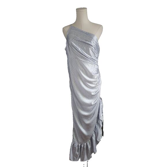 Cinq À Sept Christel Silk One Shoulder Ruched Midi Dress Sz 12  NWT $595 - Picture 4 of 10